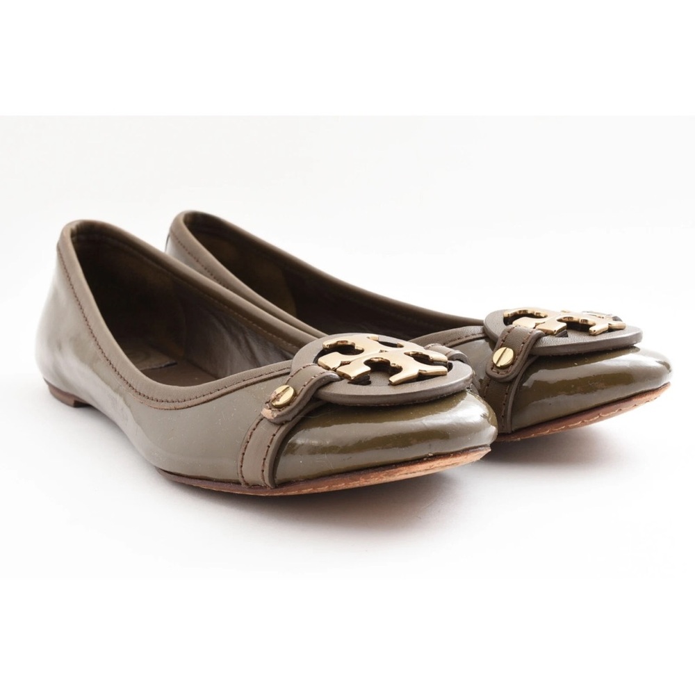 Tory Burch olive patent leather Ballet Flats